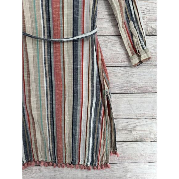 Roller Rabbit Striped Button Down Belted Shirt Dress Womens Large Multicolor - Picture 14 of 14